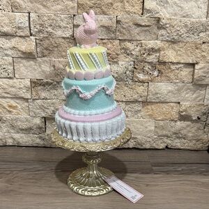 Pastel Tiered Cake Decoration with Bunny Topper